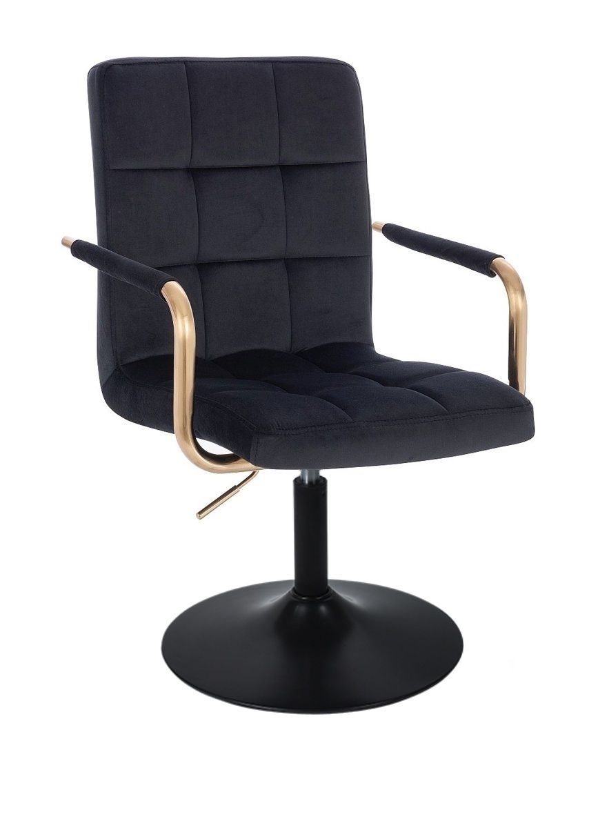 LuxuryForm Kosmetická židle VERONA GOLD VELUR na černém talíři - černá