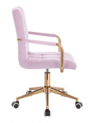 Kosmetická židle VERONA GOLD VELUR na zlaté podstavě s kolečky - levandule