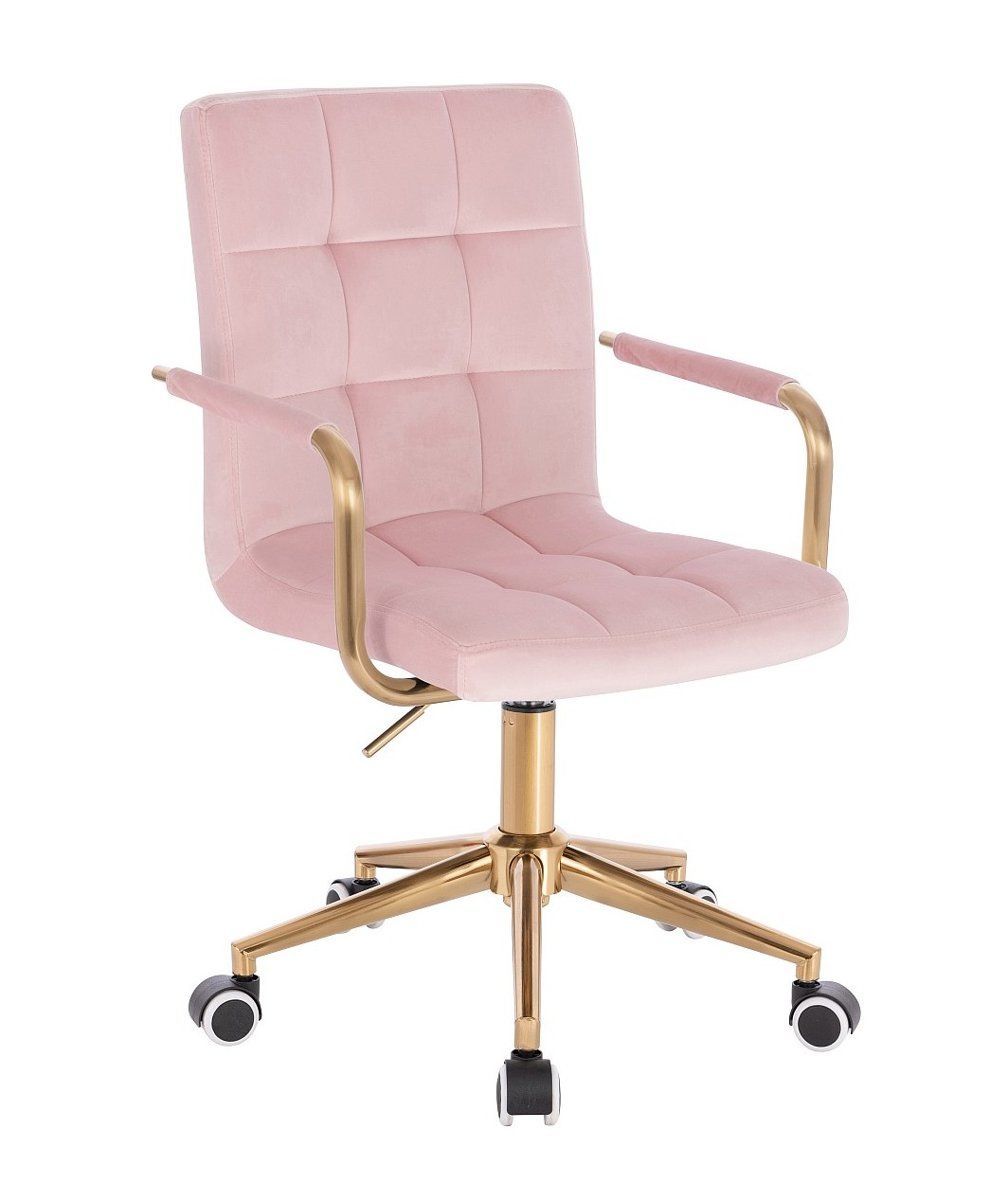 LuxuryForm Kosmetická židle VERONA GOLD VELUR na zlaté podstavě s kolečky - růžová