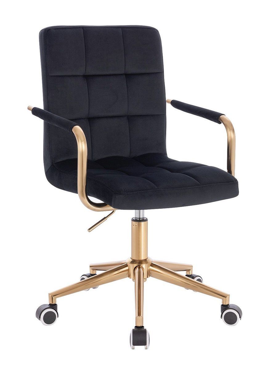 LuxuryForm Kosmetická židle VERONA GOLD VELUR na zlaté podstavě s kolečky - černá