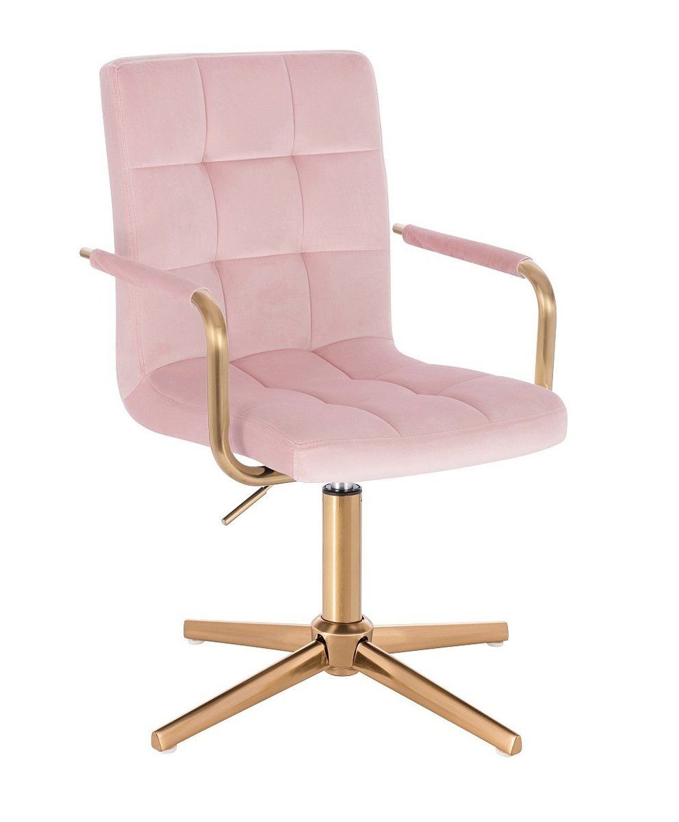 LuxuryForm Kosmetická židle VERONA GOLD VELUR na zlatém kříži - růžová