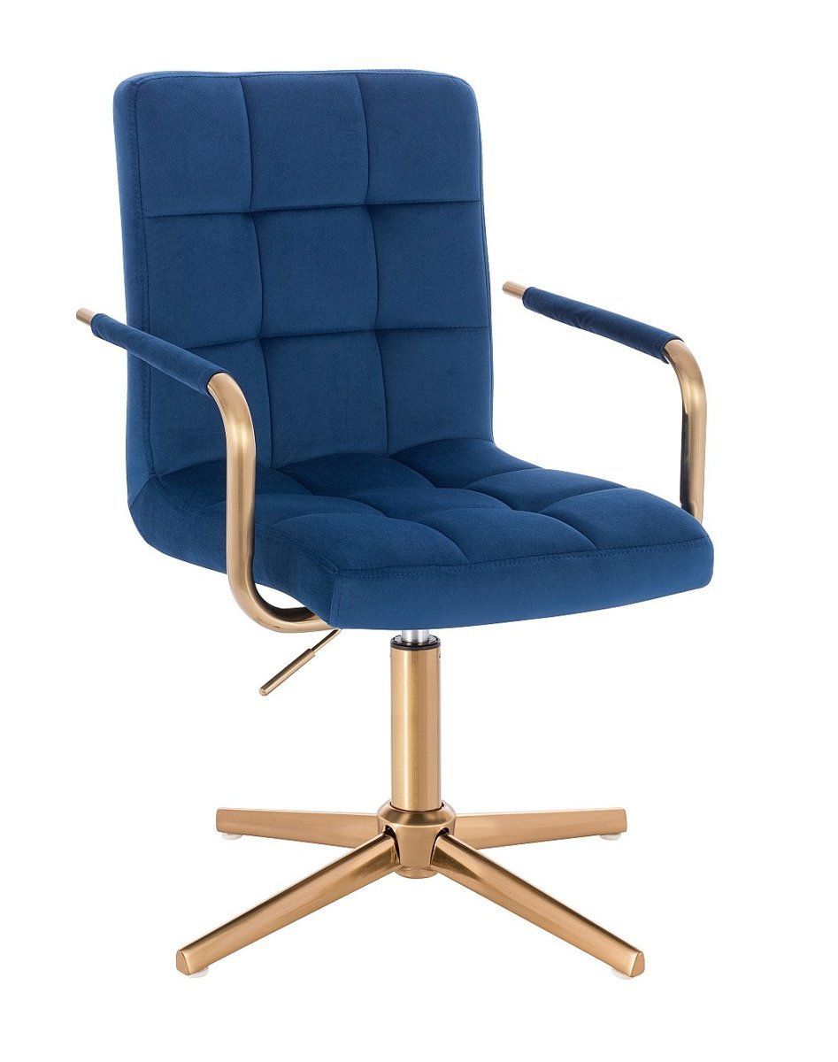 LuxuryForm Kosmetická židle VERONA GOLD VELUR na zlatém kříži - modrá