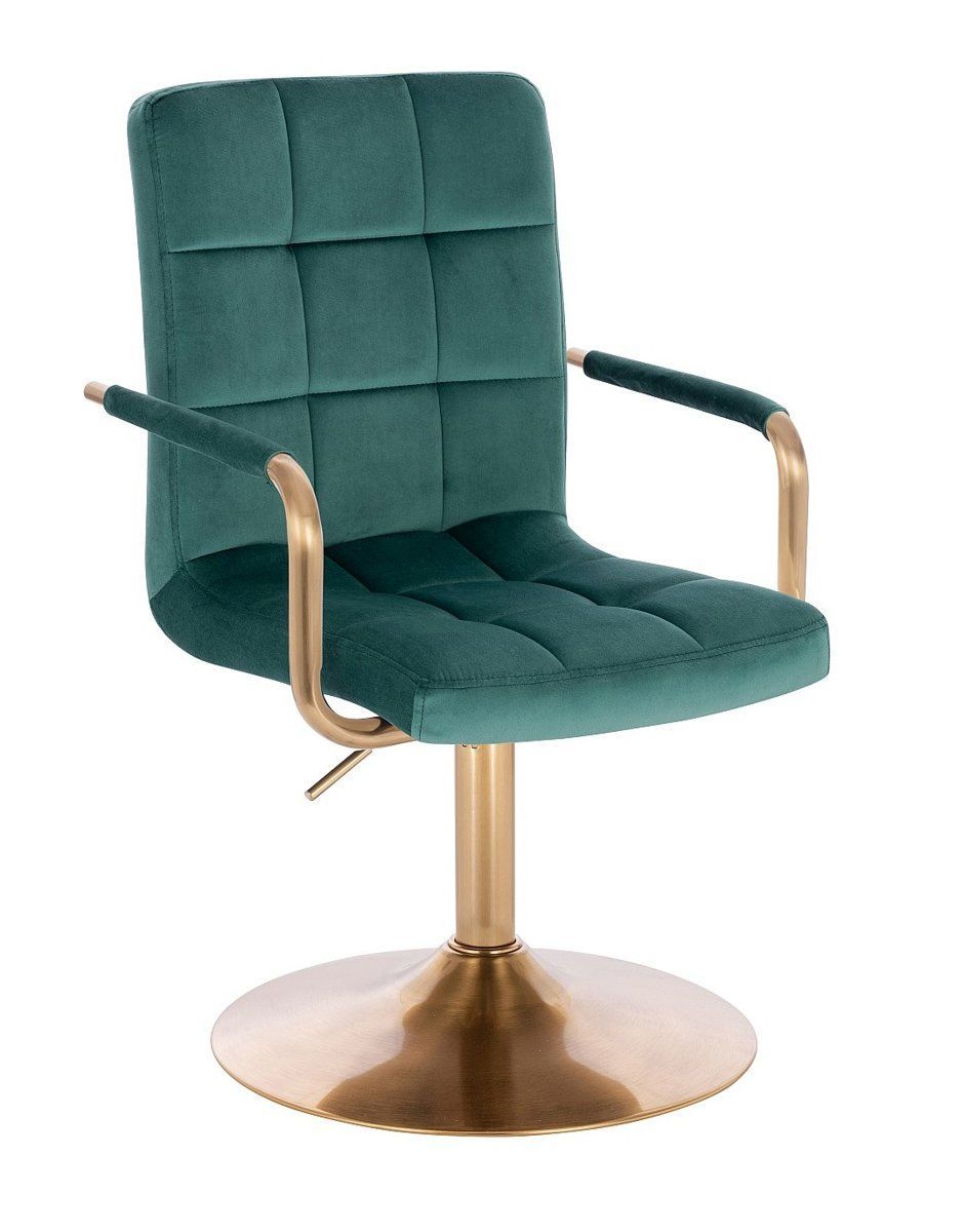 LuxuryForm Kosmetická židle VERONA GOLD VELUR na zlatém talíři - zelená