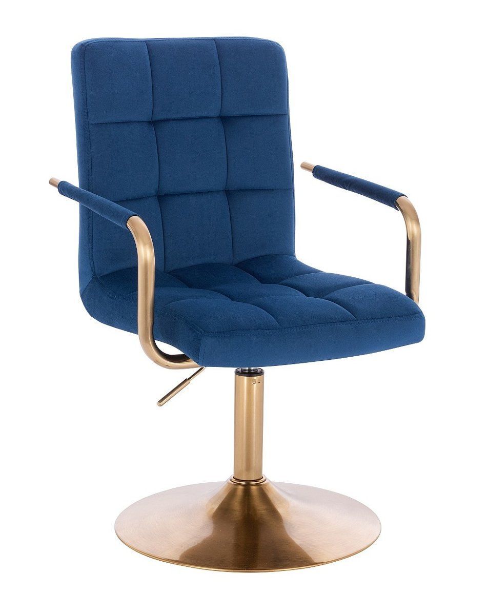 LuxuryForm Kosmetická židle VERONA GOLD VELUR na zlatém talíři - modrá
