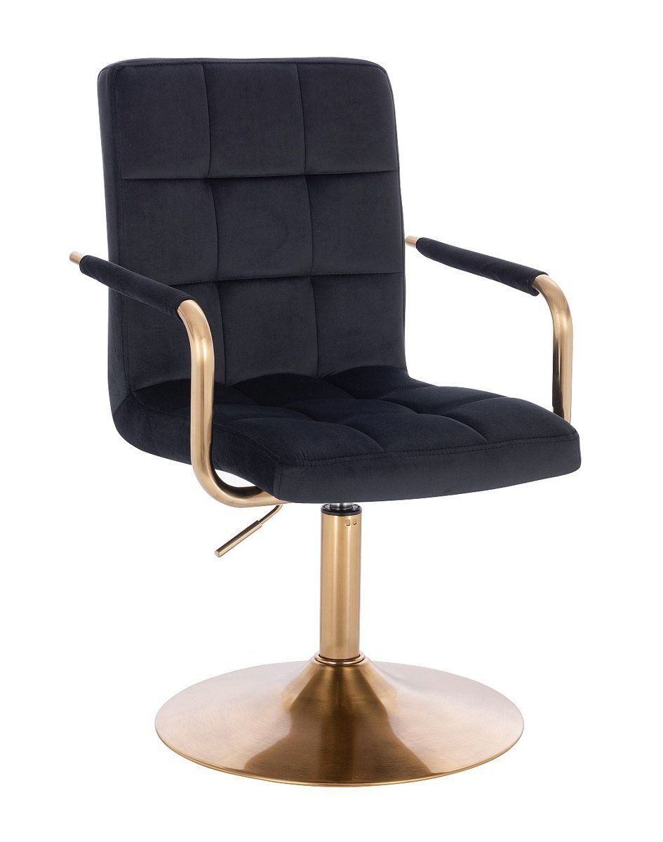 LuxuryForm Kosmetická židle VERONA GOLD VELUR na zlatém talíři - černá