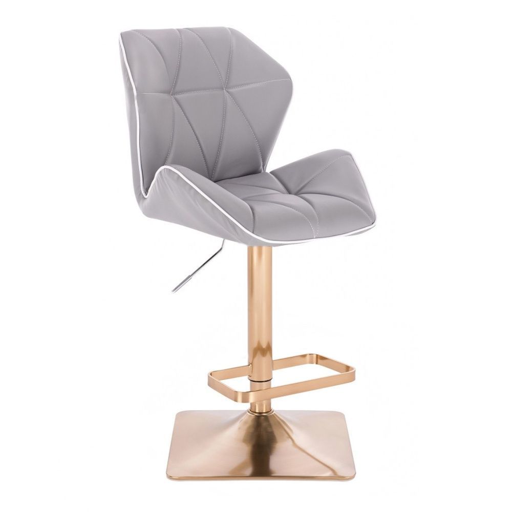 LuxuryForm Barová židle MILANO MAX na zlaté hranaté podstavě - šedá