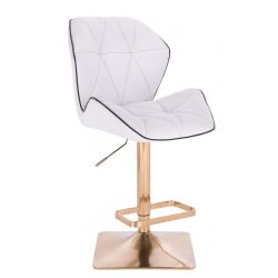  Barová židle MILANO MAX na zlaté hranaté podstavě - bílá