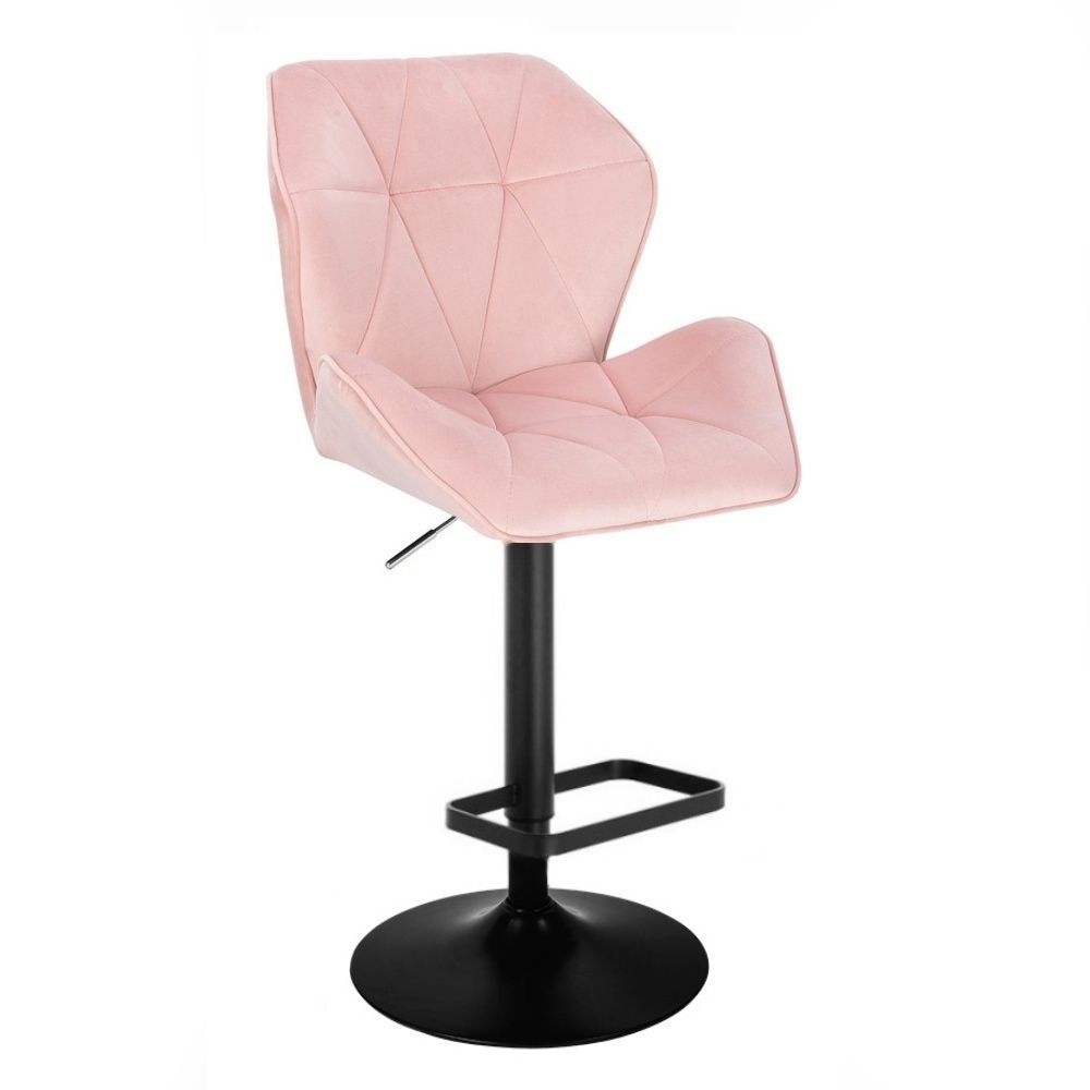 LuxuryForm Barová židle MILANO MAX VELUR na černém talíři - světle růžová