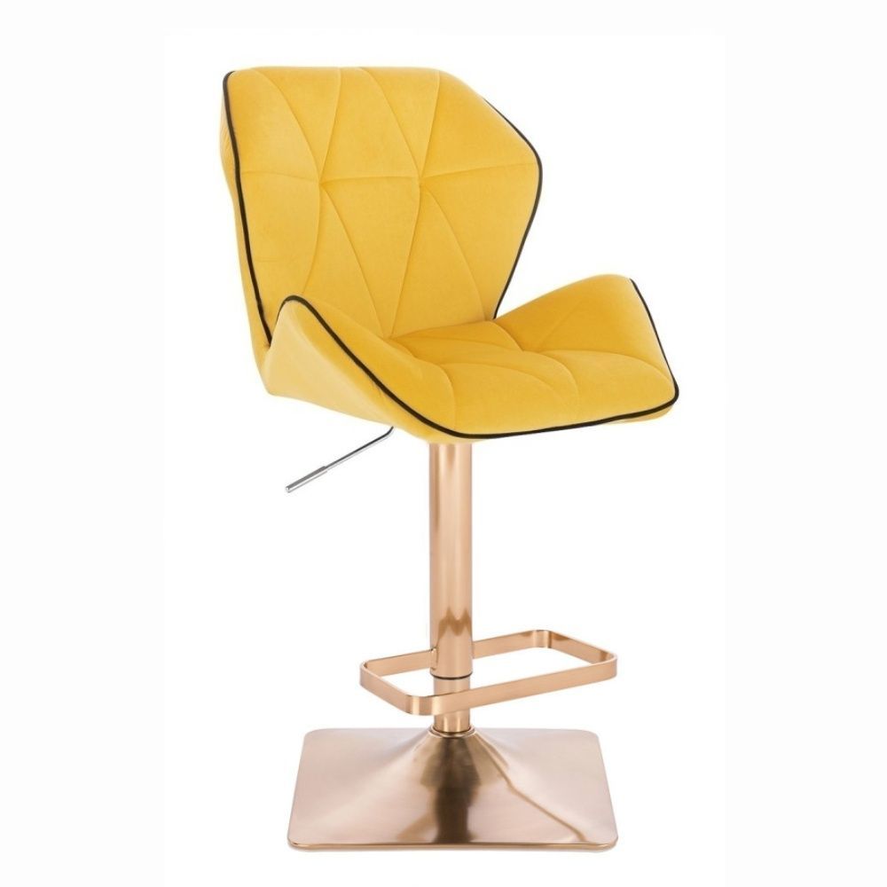 LuxuryForm Barová židle MILANO MAX VELUR na zlaté hranaté podstavě - žlutá