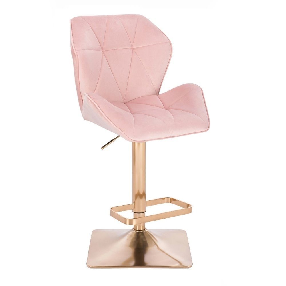 LuxuryForm Barová židle MILANO MAX VELUR na zlaté hranaté podstavě - světle růžová