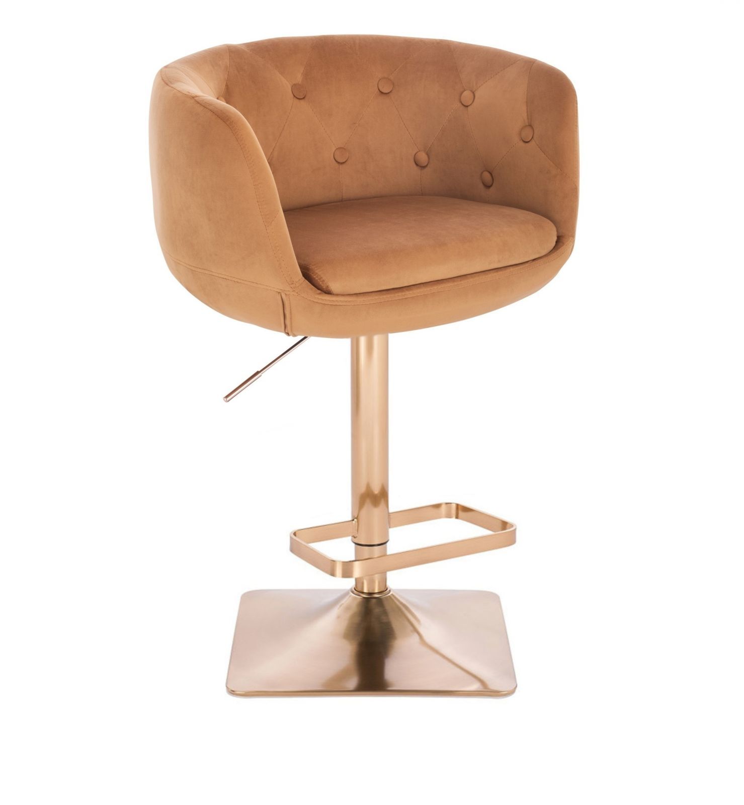 LuxuryForm Barová židle MONTANA VELUR na zlaté hranaté podstavě - hnědá