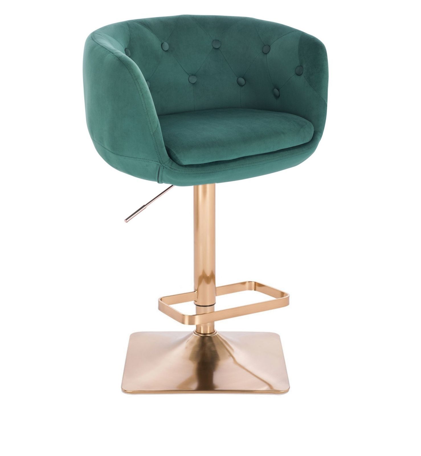 LuxuryForm Barová židle MONTANA VELUR na zlaté hranaté podstavě - zelená