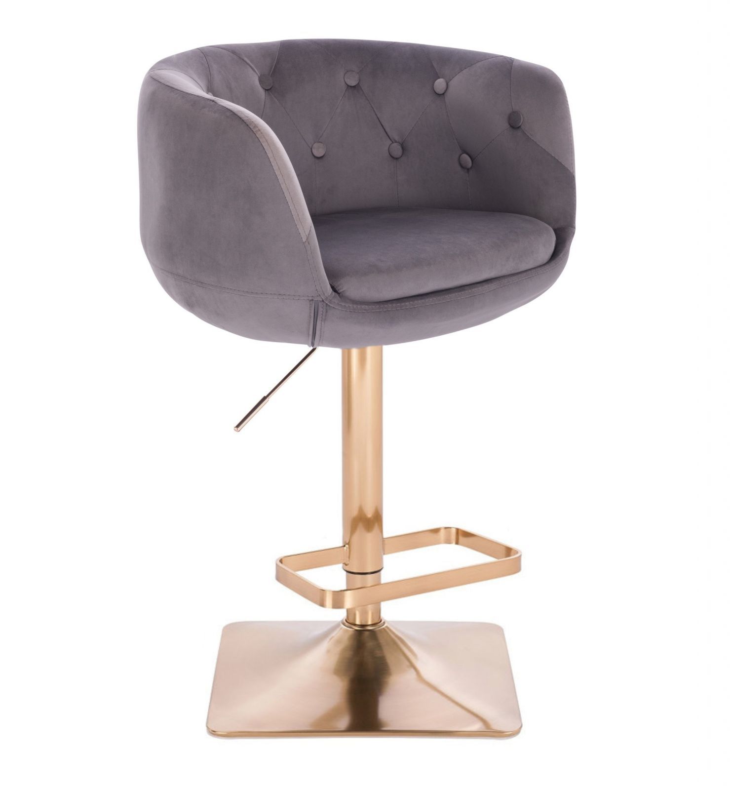 LuxuryForm Barová židle MONTANA VELUR na zlaté hranaté podstavě - šedá
