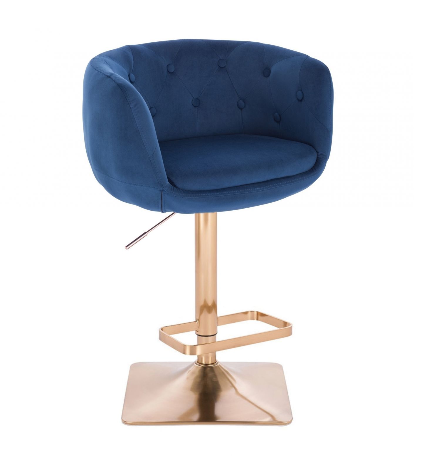 LuxuryForm Barová židle MONTANA VELUR na zlaté hranaté podstavě - modrá