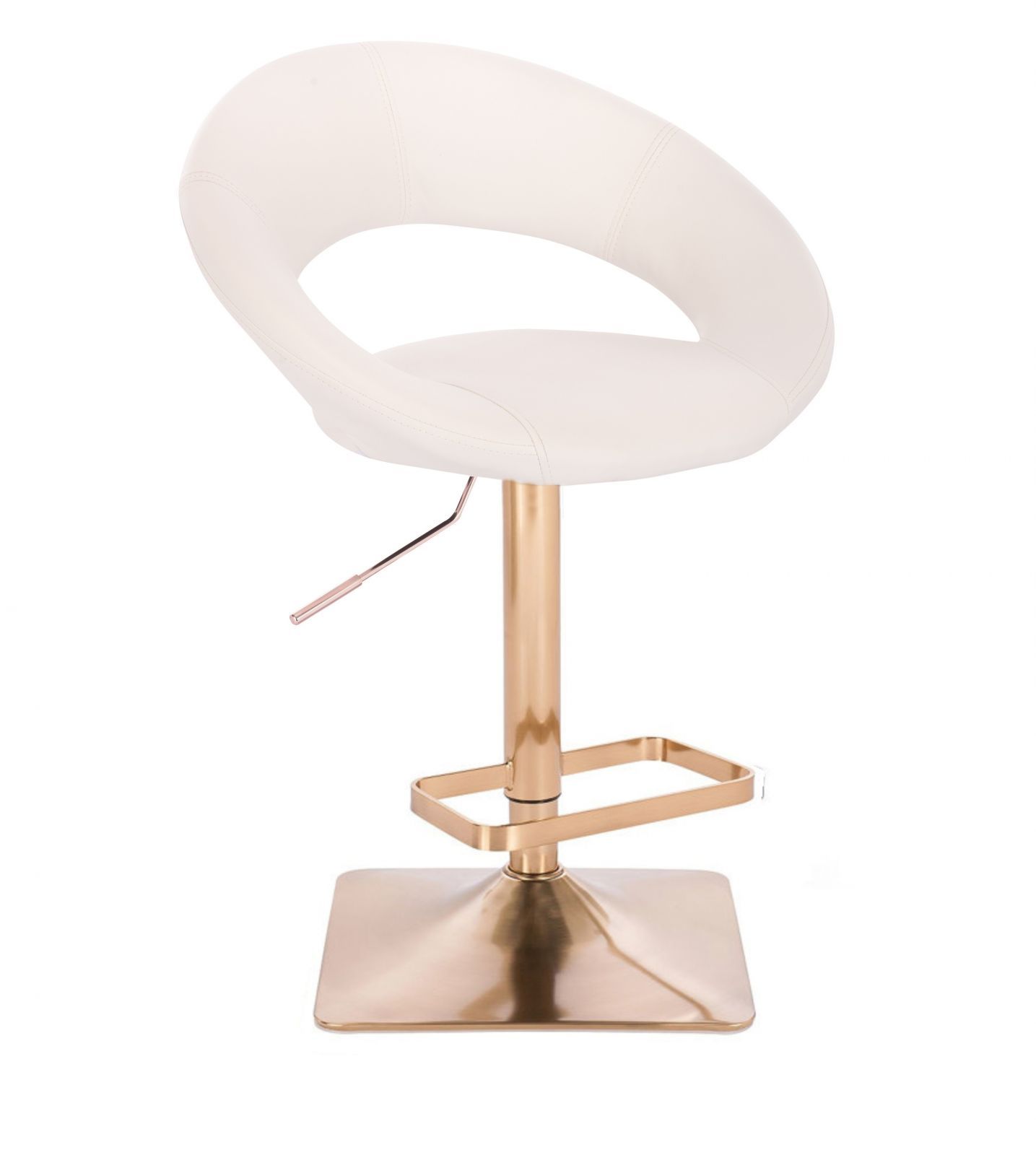 LuxuryForm Barová židle NAPOLI na zlaté hranaté podstavě - bílá
