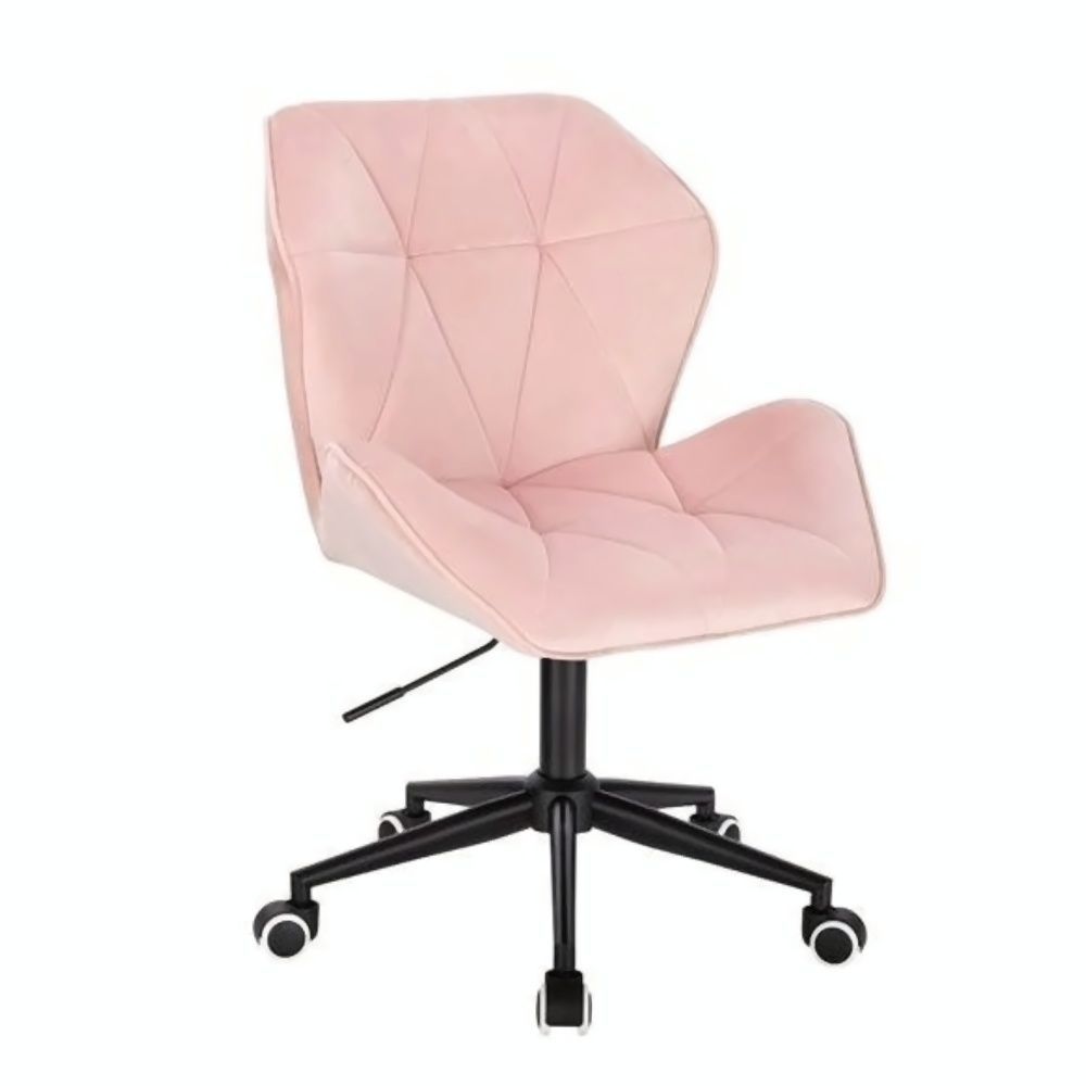 LuxuryForm Kosmetická židle MILANO MAX VELUR na černé podstavě s kolečky - světle růžová