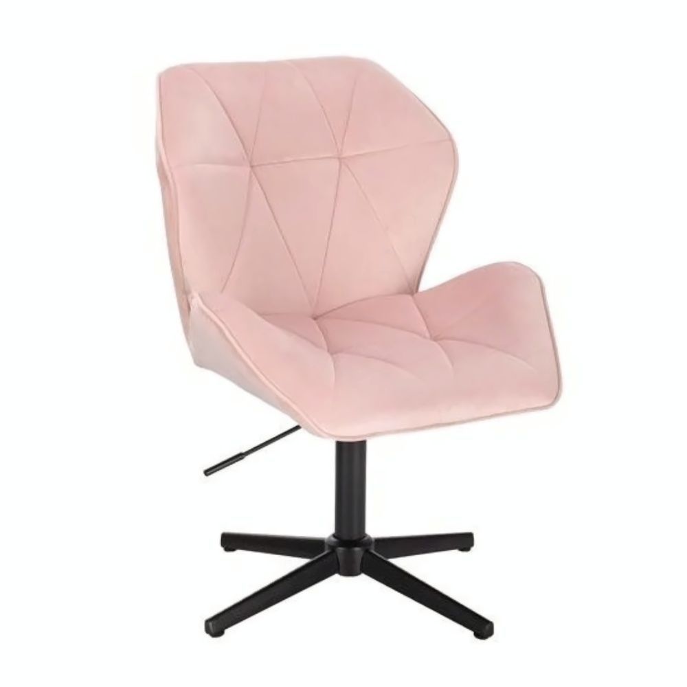 LuxuryForm Kosmetická židle MILANO MAX VELUR na černém kříži - světle růžová