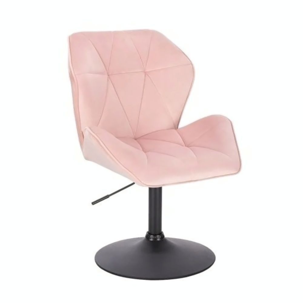 LuxuryForm Kosmetická židle MILANO MAX VELUR na černém talíři - světle růžová