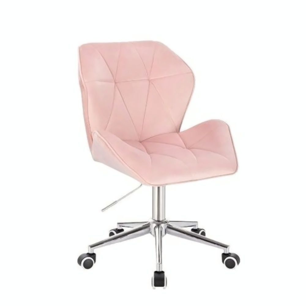 LuxuryForm Kosmetická židle MILANO MAX VELUR na stříbrné podstavě s kolečky - světle růžová