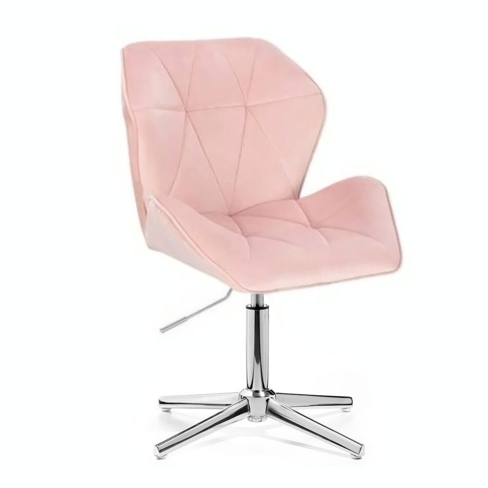 LuxuryForm Kosmetická židle MILANO MAX VELUR na stříbrném kříži - světle růžová