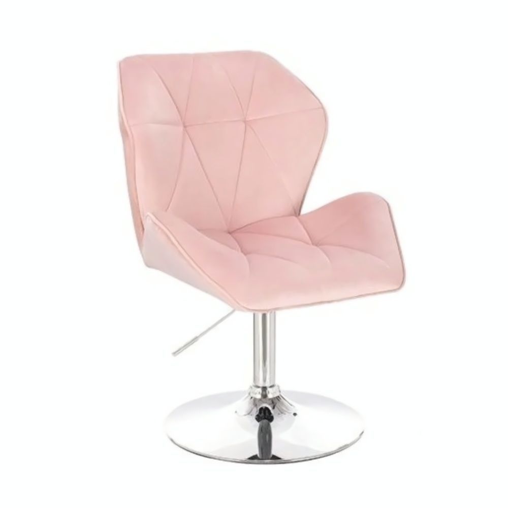 LuxuryForm Kosmetická židle MILANO MAX VELUR na stříbrném talíři - světle růžová