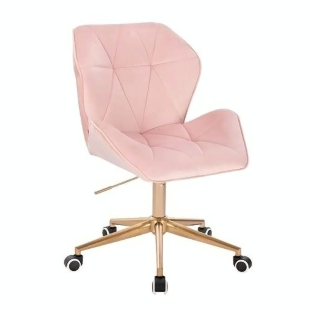 LuxuryForm Kosmetická židle MILANO MAX VELUR na zlaté podstavě s kolečky - světle růžová