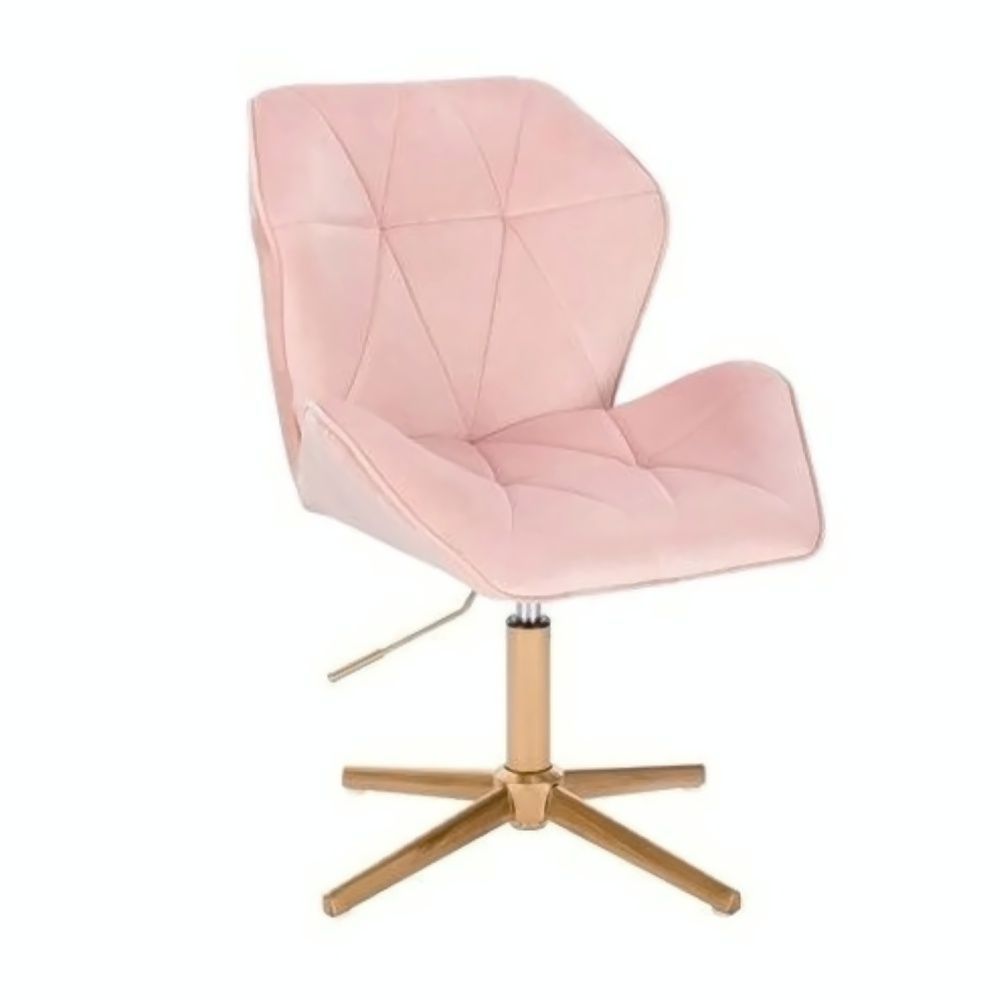 LuxuryForm Kosmetická židle MILANO MAX VELUR na zlatém kříži - světle růžová