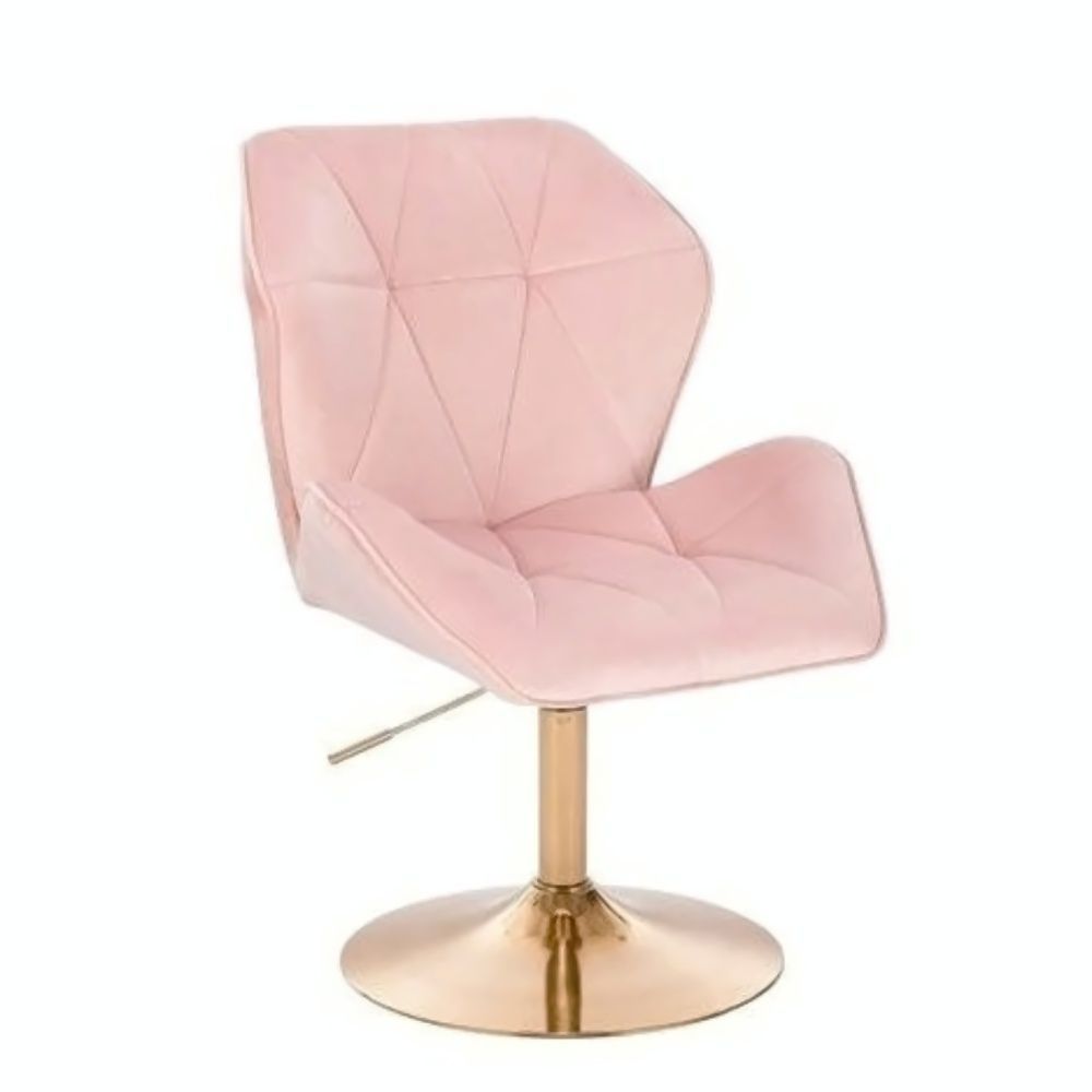LuxuryForm Kosmetická židle MILANO MAX VELUR na zlatém talíři - světle růžová