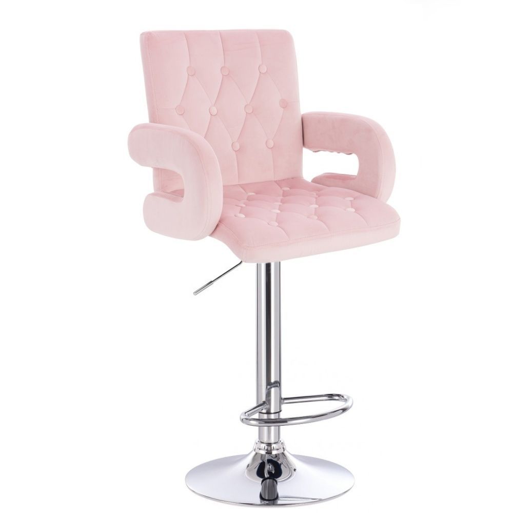 LuxuryForm Barová židle BOSTON VELUR na stříbrném talíři - světle růžová