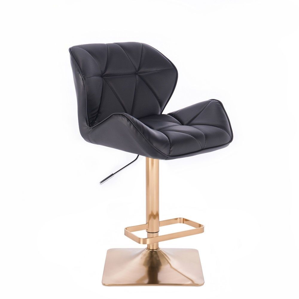 LuxuryForm Barová židle MILANO na zlaté hranaté podstavě - černá