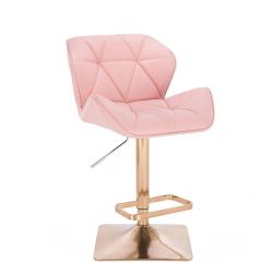 Barová židle MILANO na zlaté hranaté podstavě - růžová