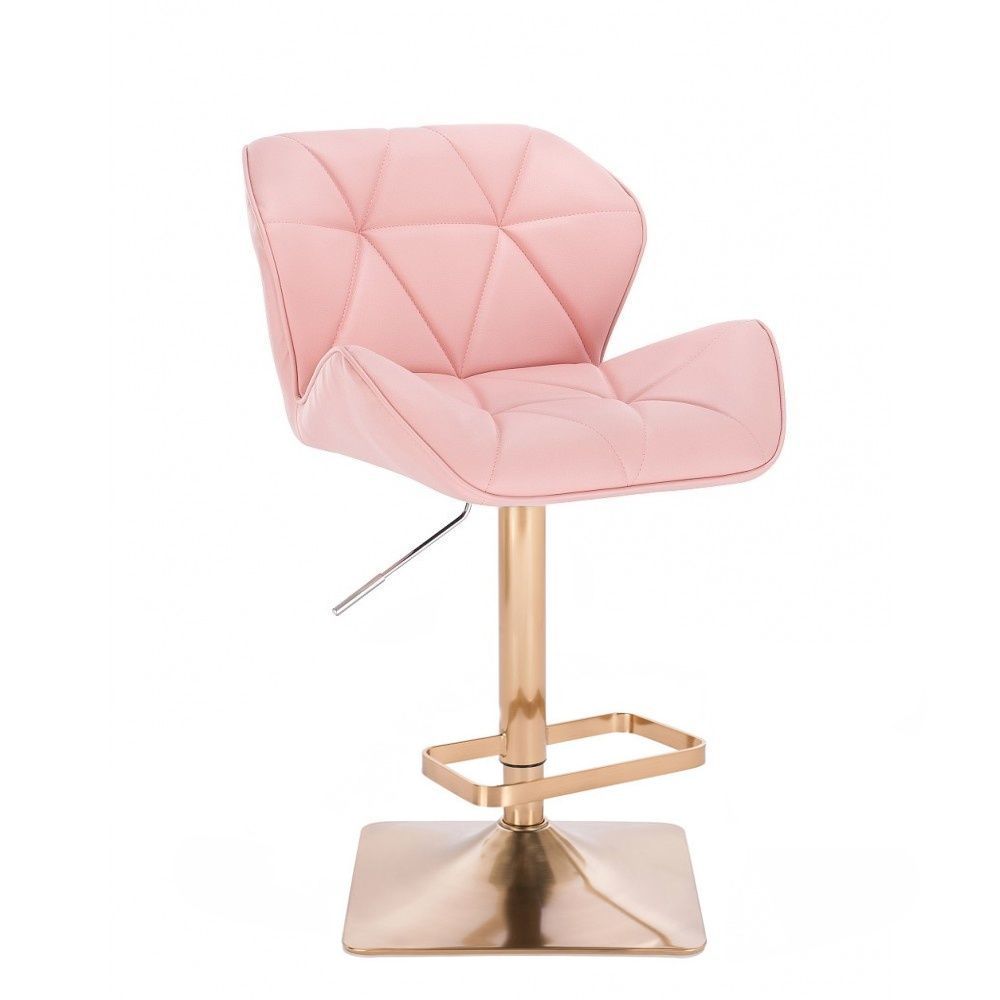 LuxuryForm Barová židle MILANO na zlaté hranaté podstavě - růžová