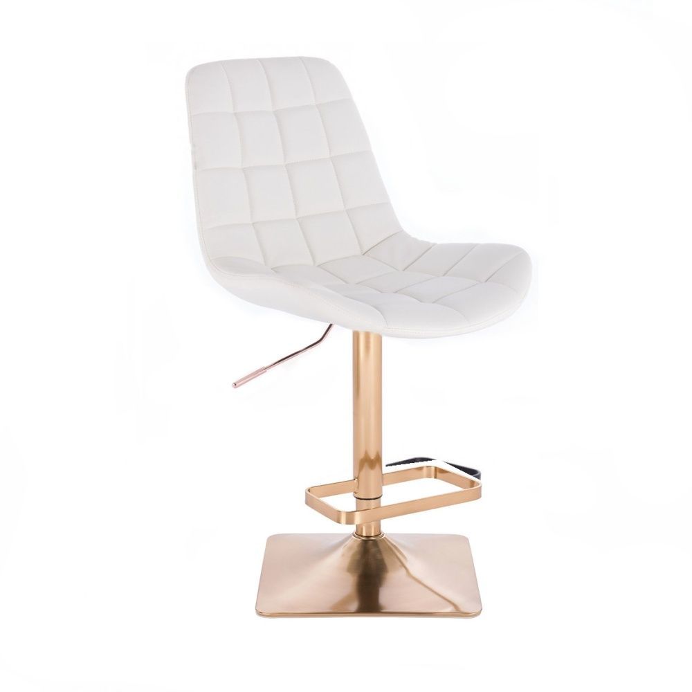 LuxuryForm Barová židle PARIS na zlaté hranaté podstavě - bílá