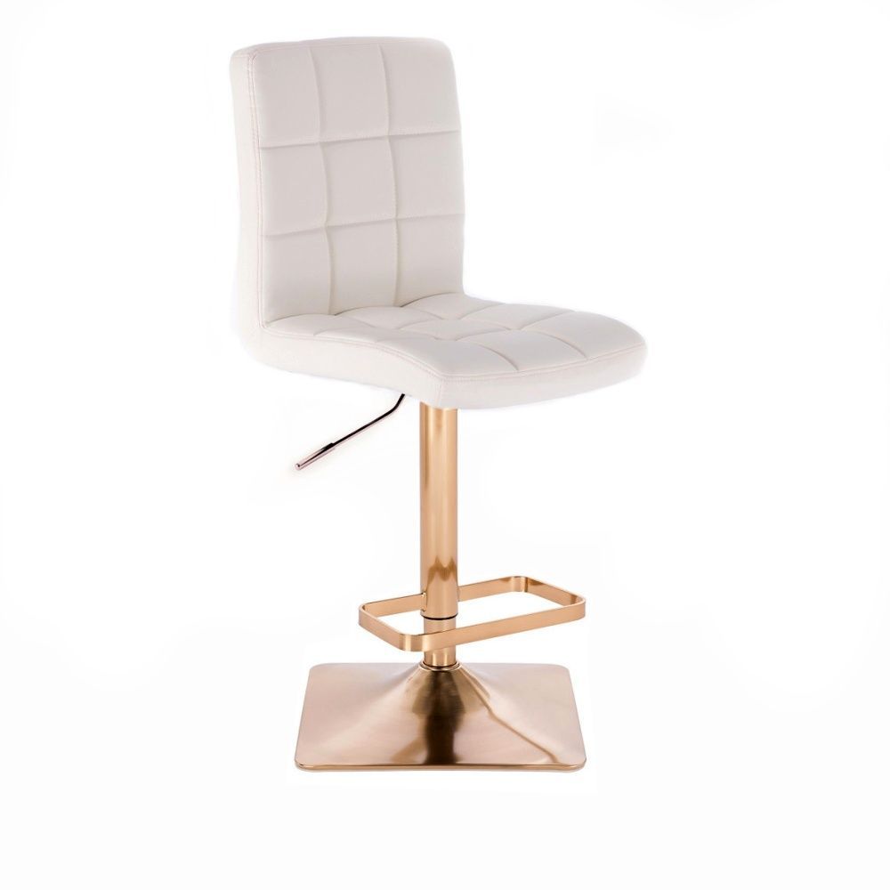 LuxuryForm Barová židle TOLEDO na zlaté hranaté podstavě - bílá