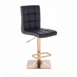 Barová židle TOLEDO na zlaté hranaté podstavě - černá