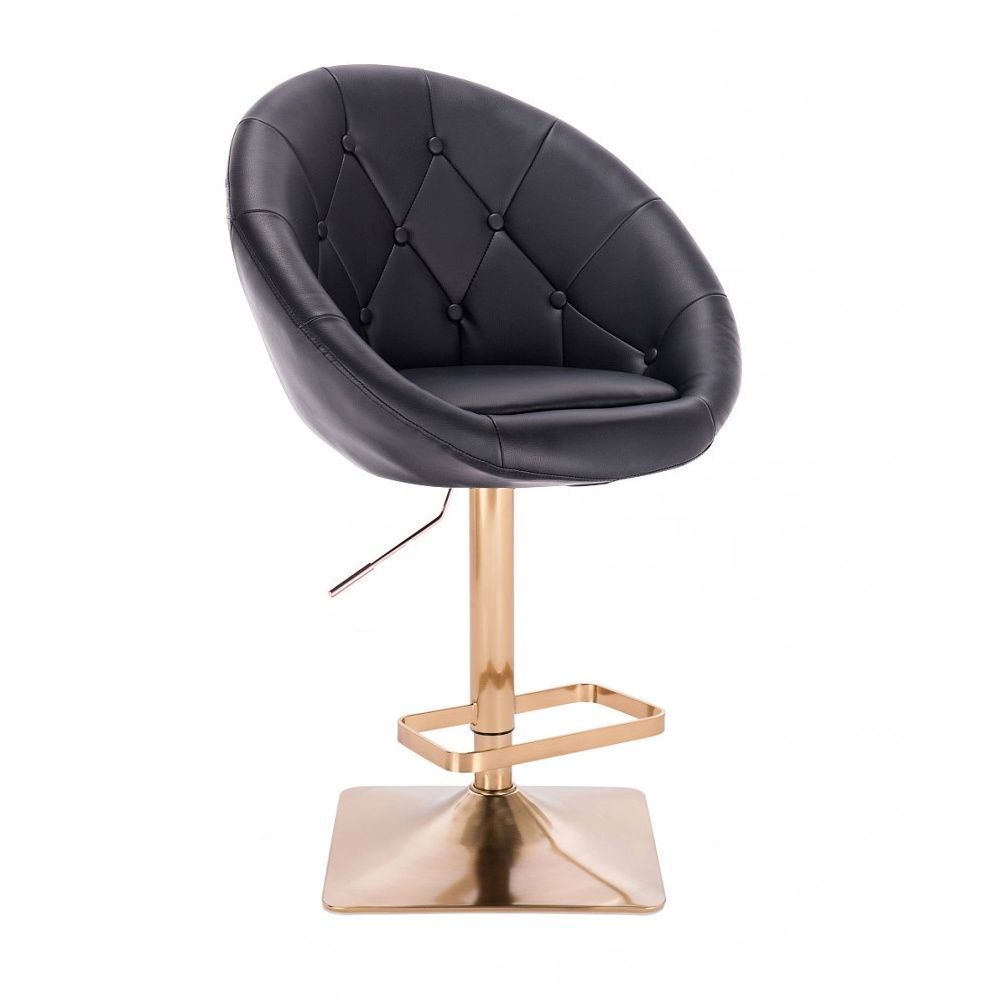 LuxuryForm Barová židle VERA na zlaté hranaté podstavě - černá