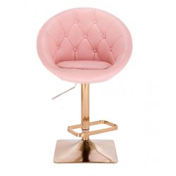 Barová židle VERA na zlaté hranaté podstavě - růžová
