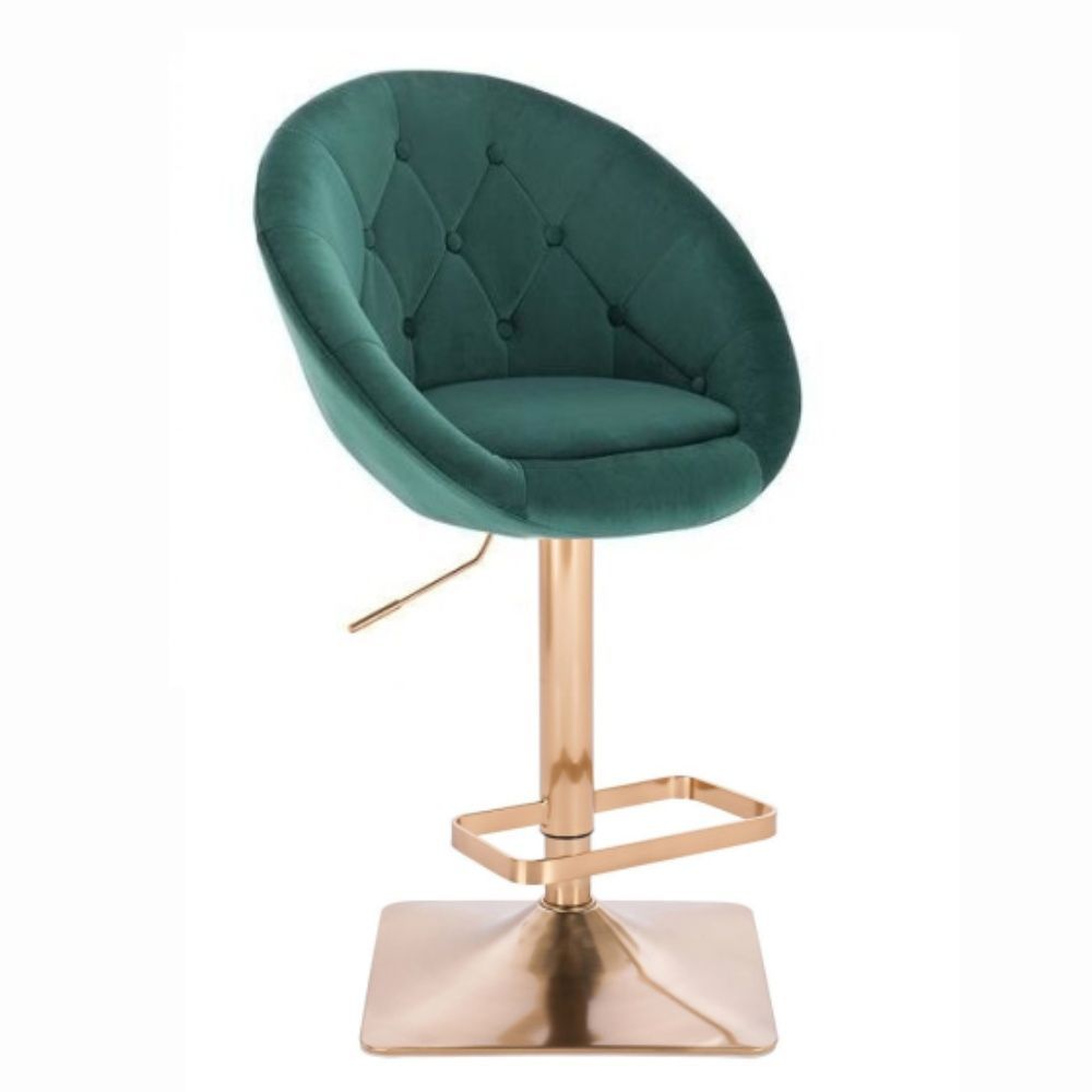 LuxuryForm Barová židle VERA VELUR na zlaté hranaté podstavě - zelená