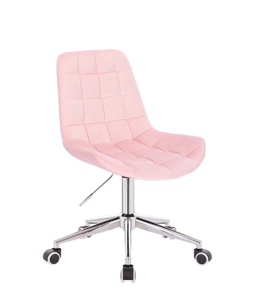 LuxuryForm Kosmetická židle PARIS VELUR na stříbrné podstavě s kolečky - světle růžová