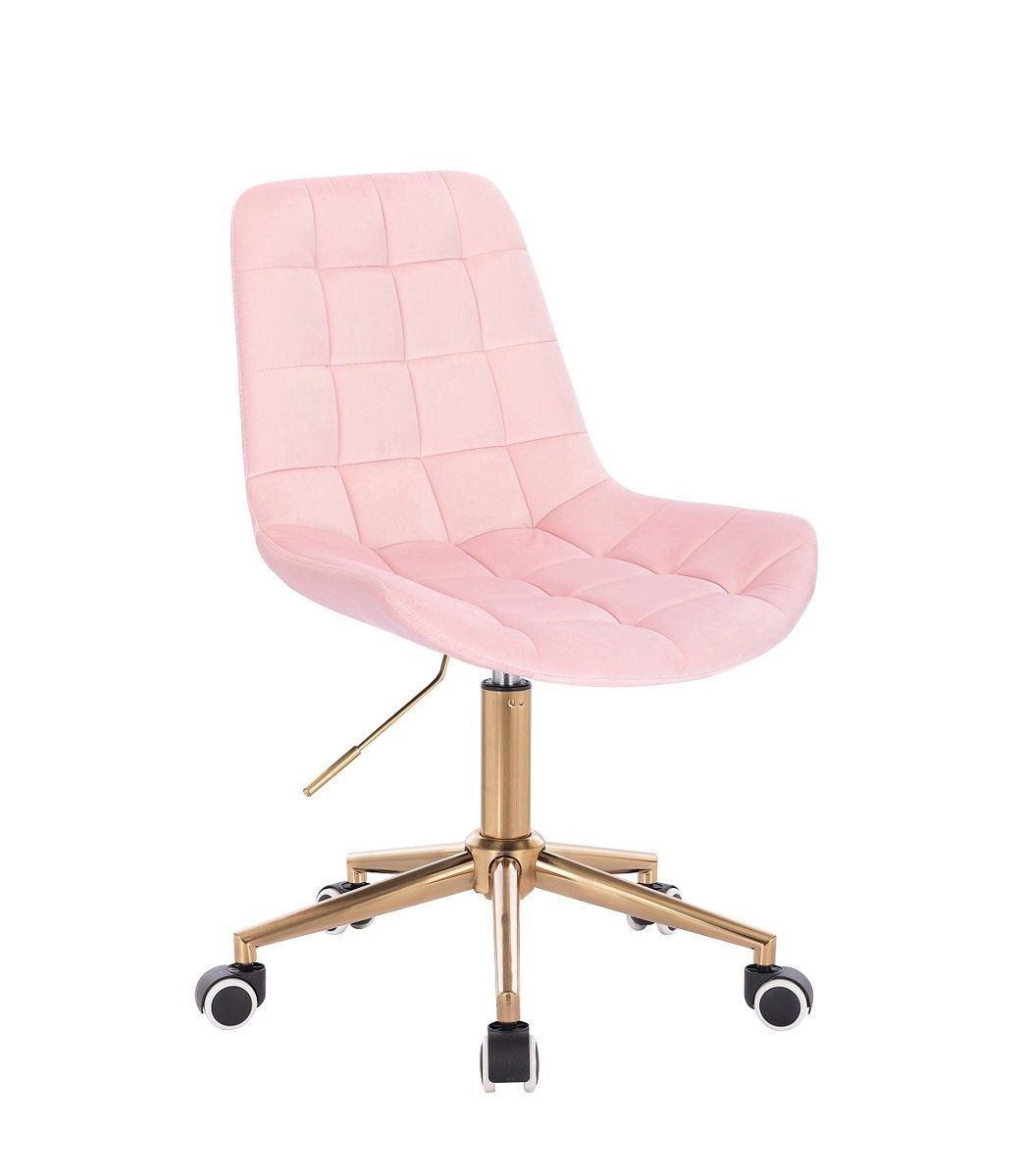 LuxuryForm Kosmetická židle PARIS VELUR na zlaté podstavě s kolečky - světle růžová