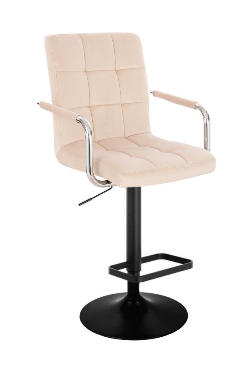 LuxuryForm Barová židle VERONA VELUR na černém talíři - krémová