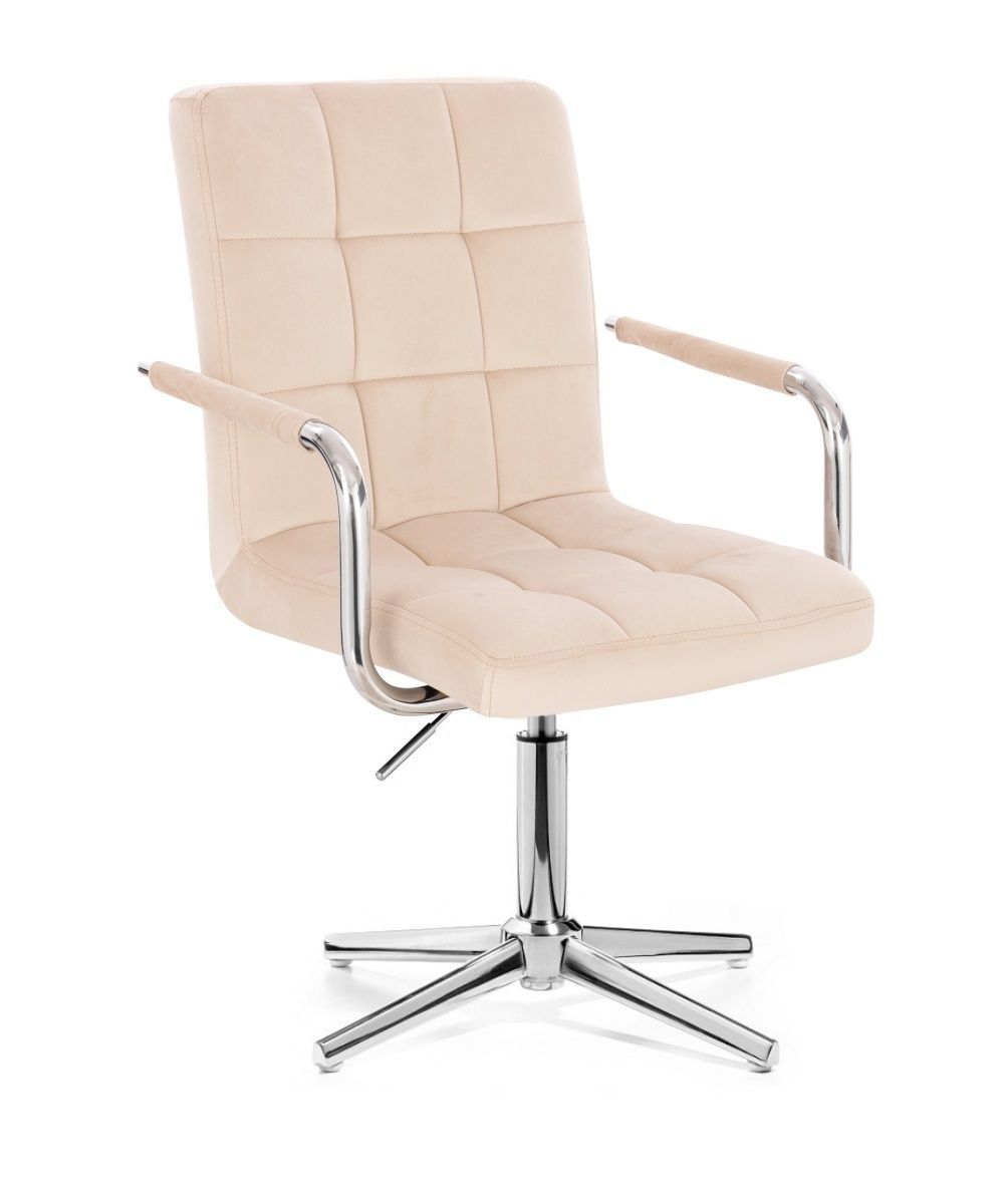 LuxuryForm Kosmetická židle VERONA VELUR na stříbrném kříži - krémová