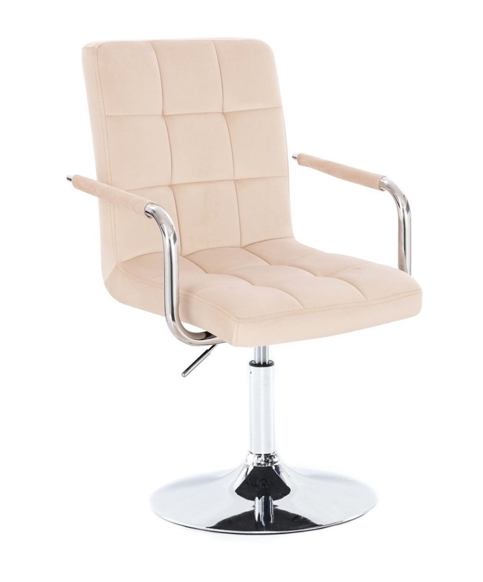 LuxuryForm Kosmetická židle VERONA VELUR na stříbrném talíři - krémová