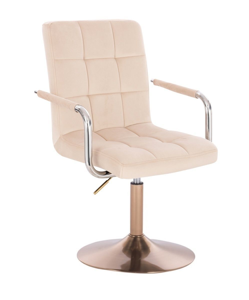LuxuryForm Kosmetická židle VERONA VELUR na zlatém talíři - krémová