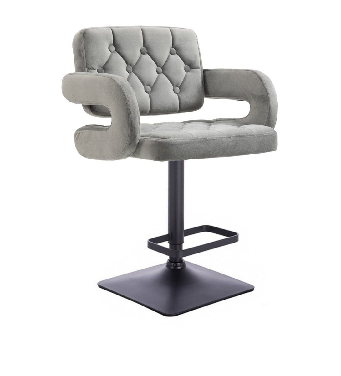 LuxuryForm Barová židle ADRIA VELUR na černé podstavě - šedá