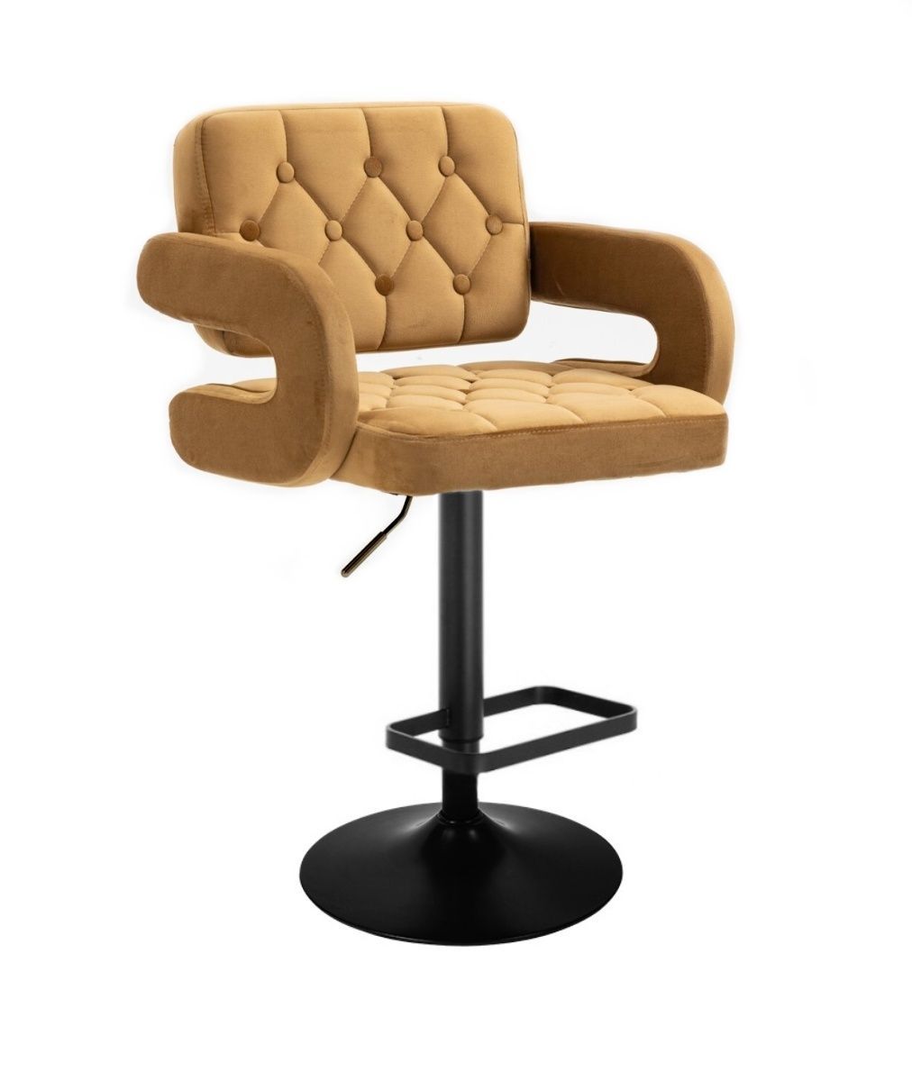LuxuryForm Barová židle ADRIA VELUR na černém talíři - hnědá