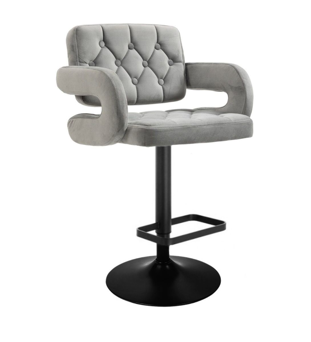 LuxuryForm Barová židle ADRIA VELUR na černém talíři - šedá