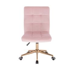 Kosmetická židle TOLEDO VELUR na zlaté podstavě s kolečky - růžová