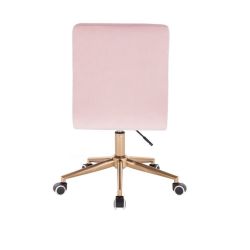 Kosmetická židle TOLEDO VELUR na zlaté podstavě s kolečky - růžová