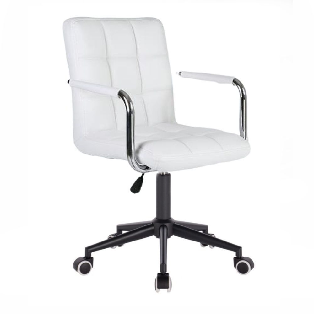 LuxuryForm Kosmetická židle VERONA na černé podstavě s kolečky - bílá